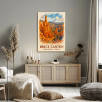 Bryce Canyon Watercolor Poster: Majestic Nature Art Print
