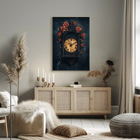 Timeless Vintage Clock with Roses Cultural or Heritage Poster
