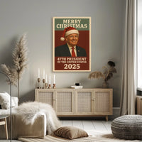 Festive Presidential Christmas Poster Featuring Santa Hat Portrait