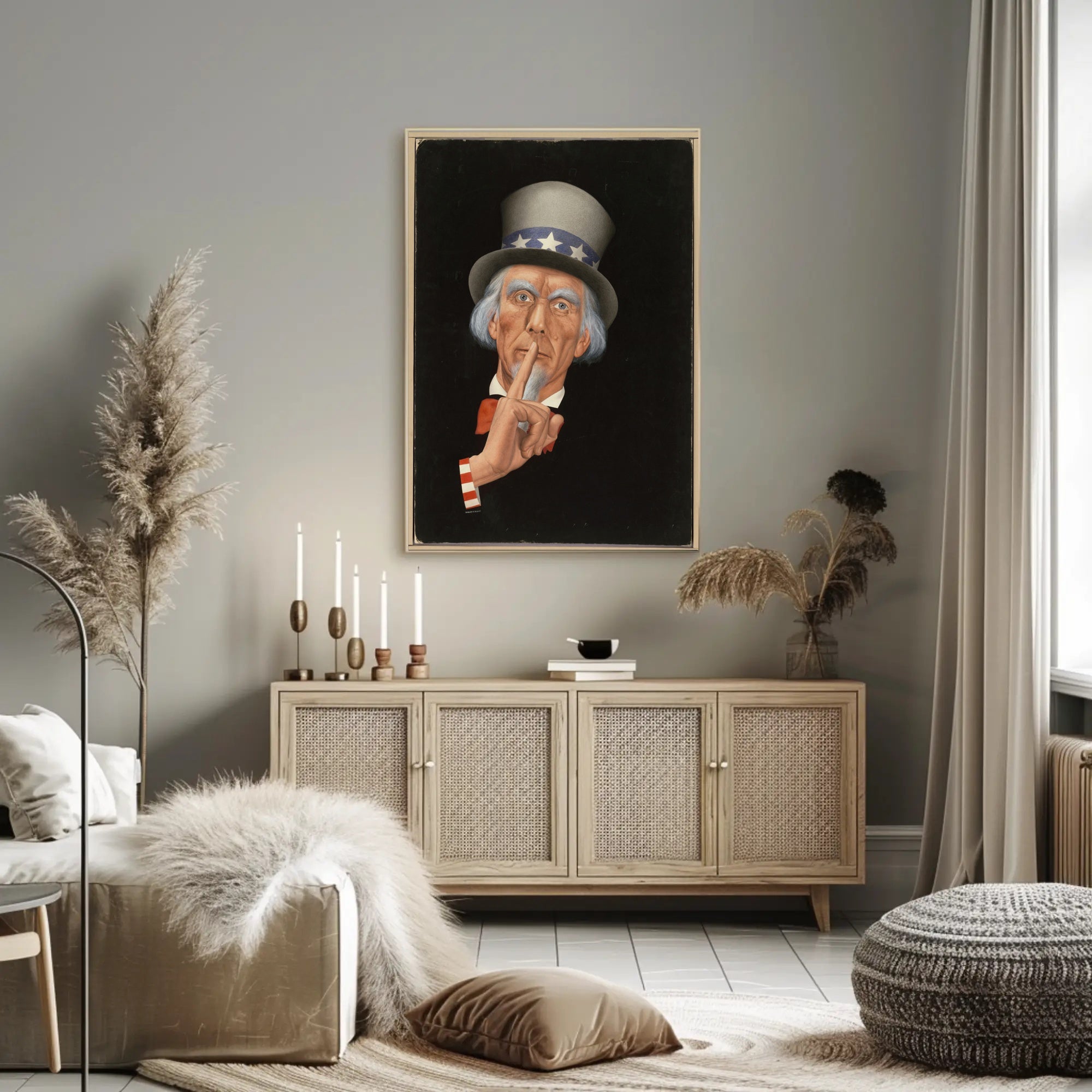 Uncle Sam "Shh" Art Print Political or Propaganda Poster
