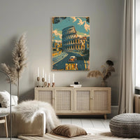Vintage Rome Colosseum Mid-Century Travel Poster