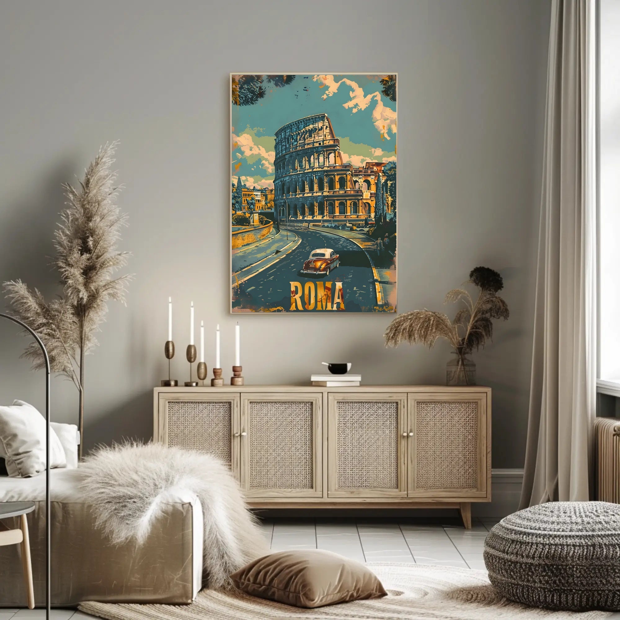 Vintage Rome Colosseum Mid-Century Travel Poster