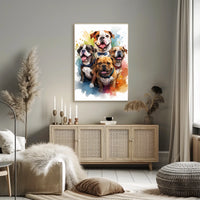 Colorful Bulldog Art Poster with Bow Ties
