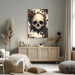 Gothic Skull with Roses Artwork Poster Poster