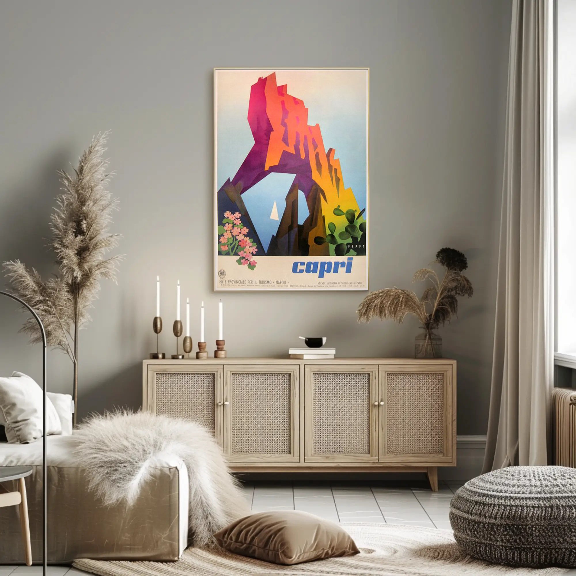 Capri Cliffs Travel Art: Modern Geometric Shapes Travel Poster PosterGoat
