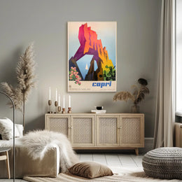 Capri Cliffs Travel Art: Modern Geometric Shapes Travel Poster PosterGoat