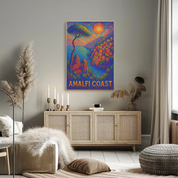 Amalfi Coast Poster Wall Art Coastal Scenic Print For Decor
