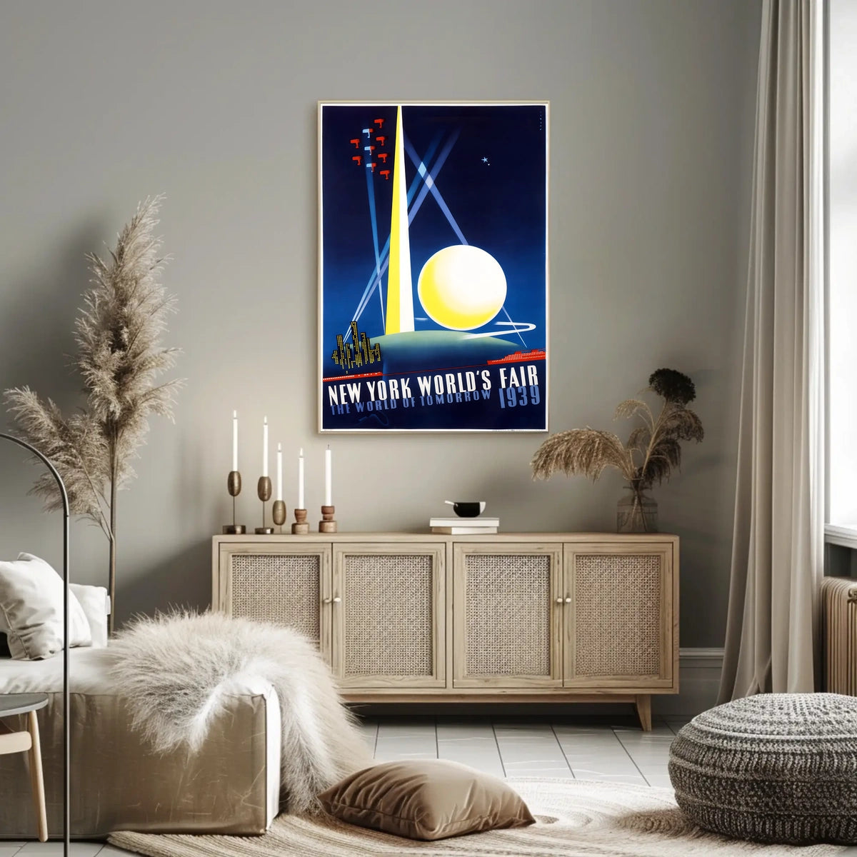 New York Worlds Fair Cityscape Poster Retro Wall Art