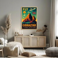 Fly Gibraltar Adventure in Vintage Travel Poster PosterGoat