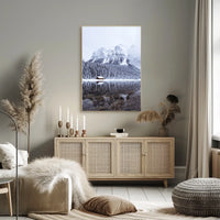 Serene Winter Mountain Cabin Landscape Poster