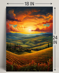 Sunset Over Rolling Hills Poster