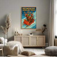 Reindeer Bobsled Adventure Poster: Fantasy or Mythology Poster