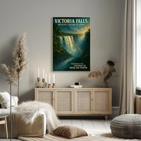 Victoria Falls Waterfall Rainbow Nature Poster