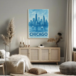Chicago Skyline Watercolor: Urban or Cityscape Poster