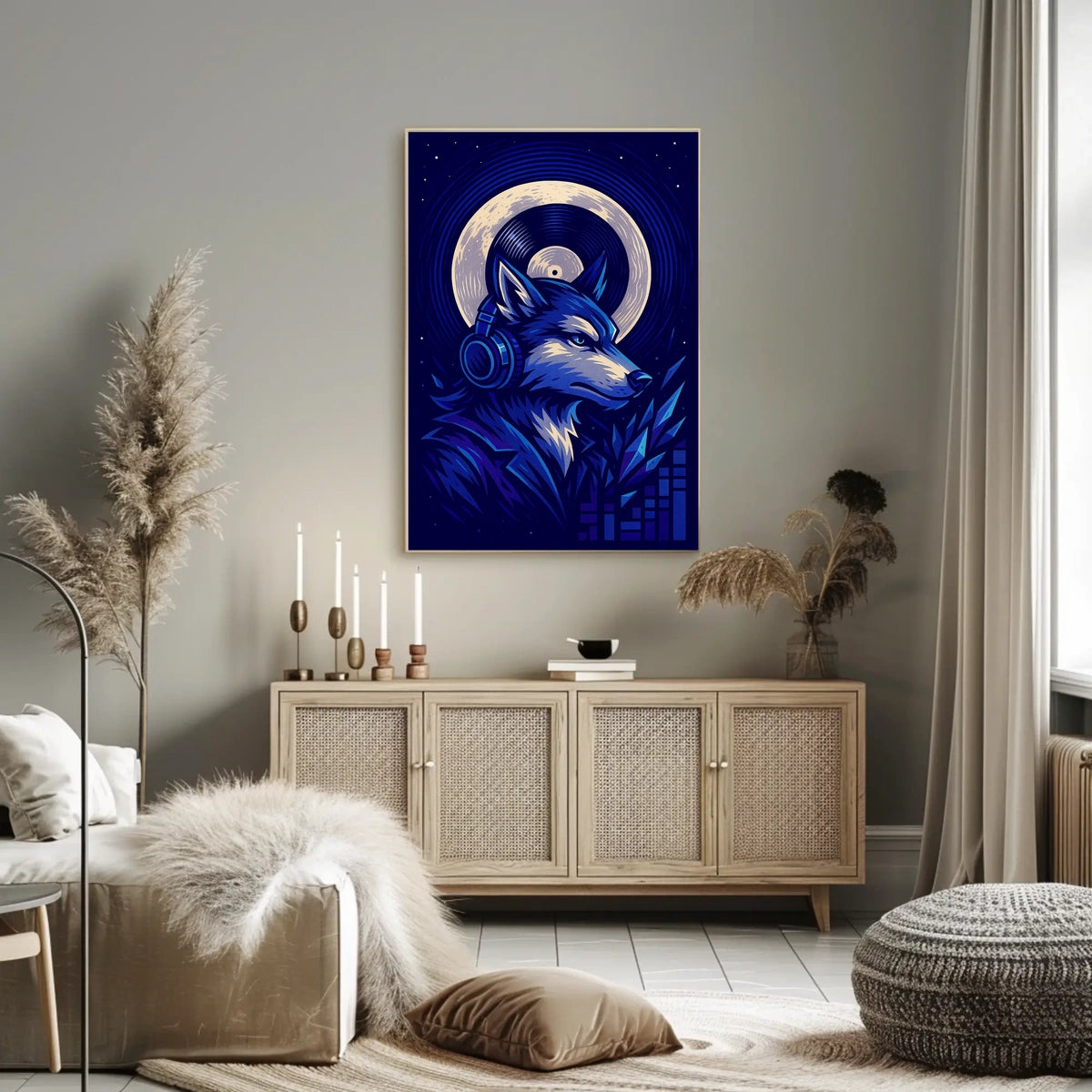 Moonlit Music Wolf Poster