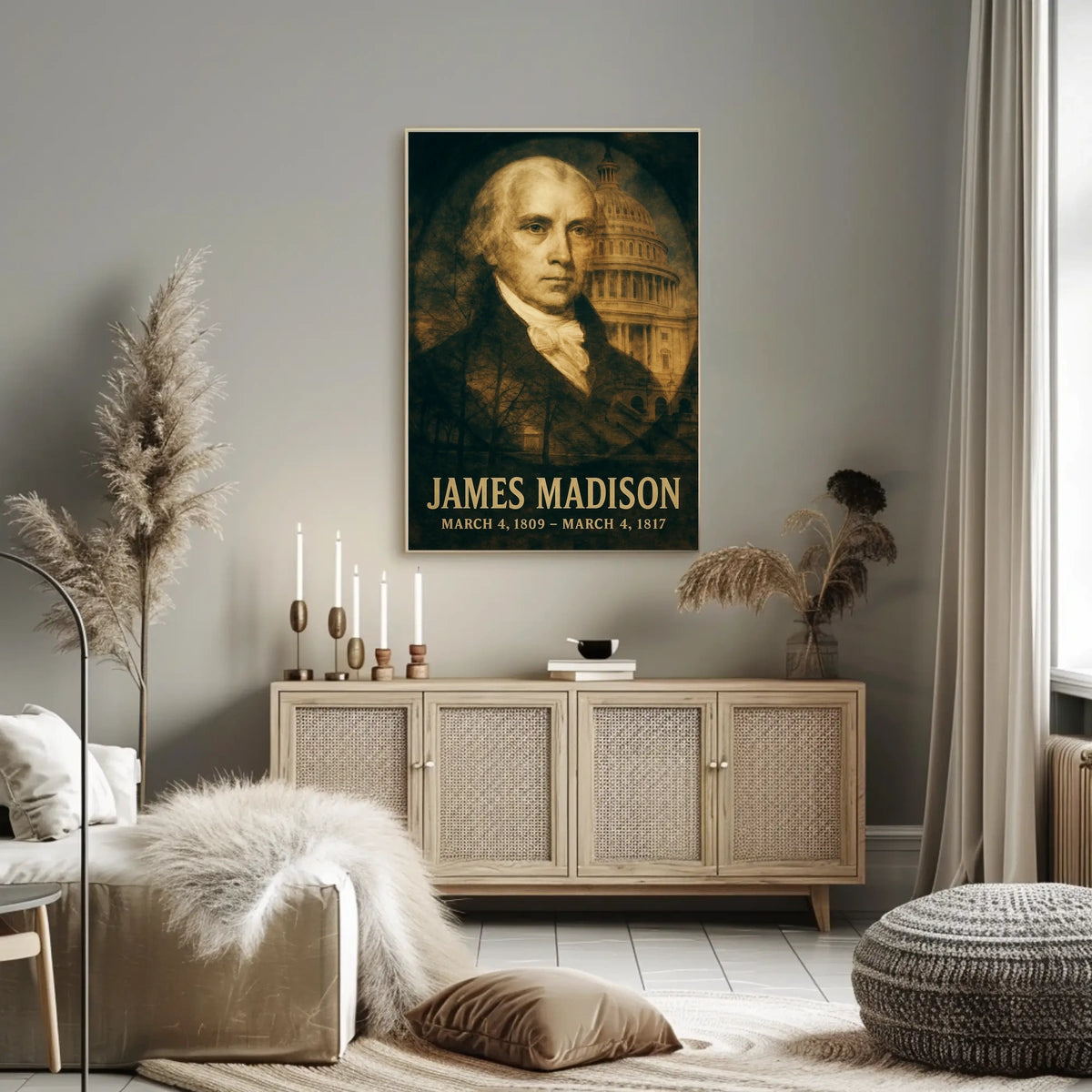 James Madison 4th President of the United States Double Exposure Poster