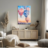 Watercolor Skyline Overhead Hot Air Balloon Festival Poster