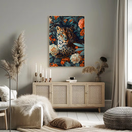 Majestic Leopard Floral Wall Art Print