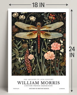 William Morris Dragonfly Textile Art Artistic Poster