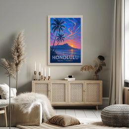 Honolulu Sunset Oahu, Hawaii Poster