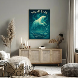 Majestic Polar Bear Cosmic Art Animal Poster