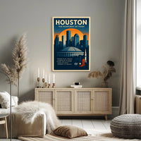 Houston Travel Poster Vintage Wall Art Print