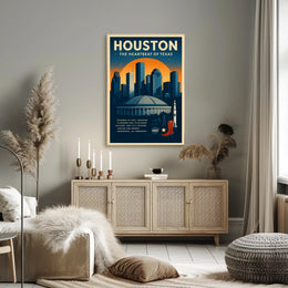 Houston Travel Poster Vintage Wall Art Print