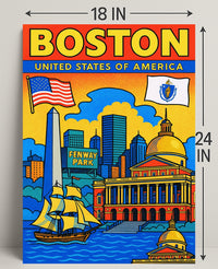 Boston Iconic Landmarks Poster PosterGoat