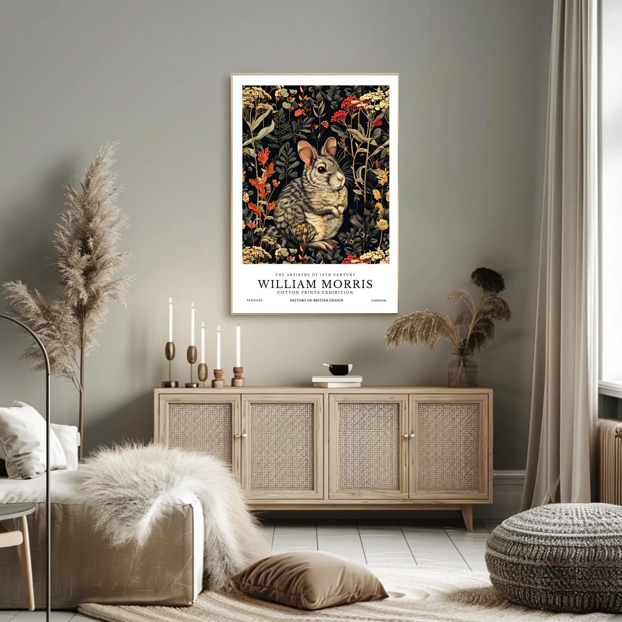 Chinchilla in Arts and Crafts Nature Artistic Poster