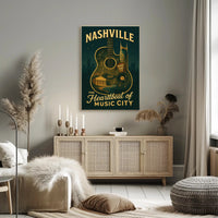 Nashville Poster Vintage Music City Wall Art