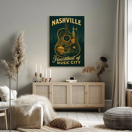 Nashville Poster Vintage Music City Wall Art