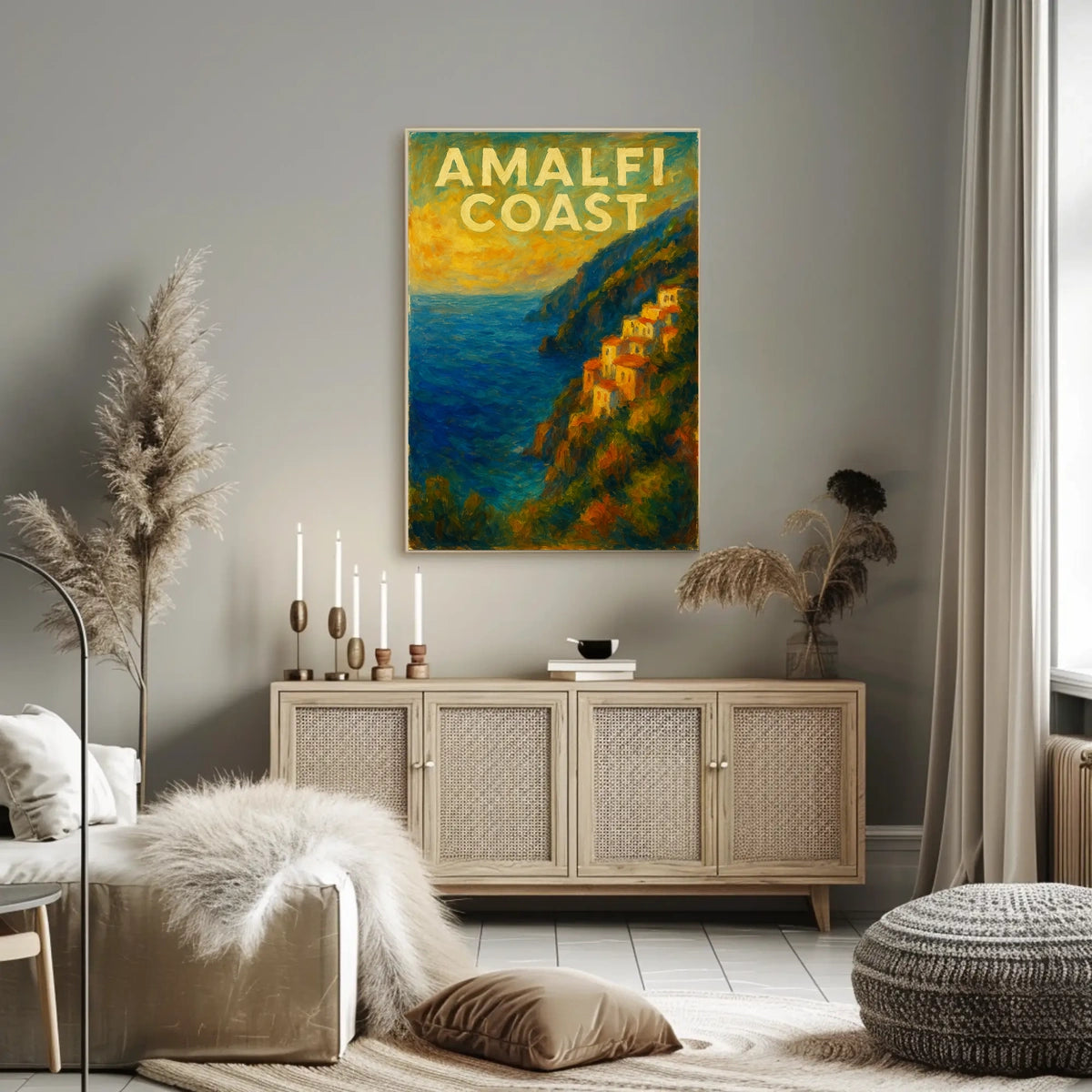 Amalfi Coast Poster Wall Art for Coastal Decor and Travel