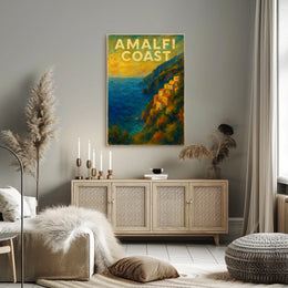 Amalfi Coast Poster Wall Art for Coastal Decor and Travel