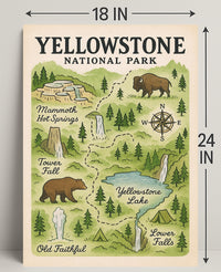 Yellowstone National Park Map Poster PosterGoat