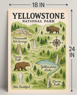 Yellowstone National Park Map Poster PosterGoat