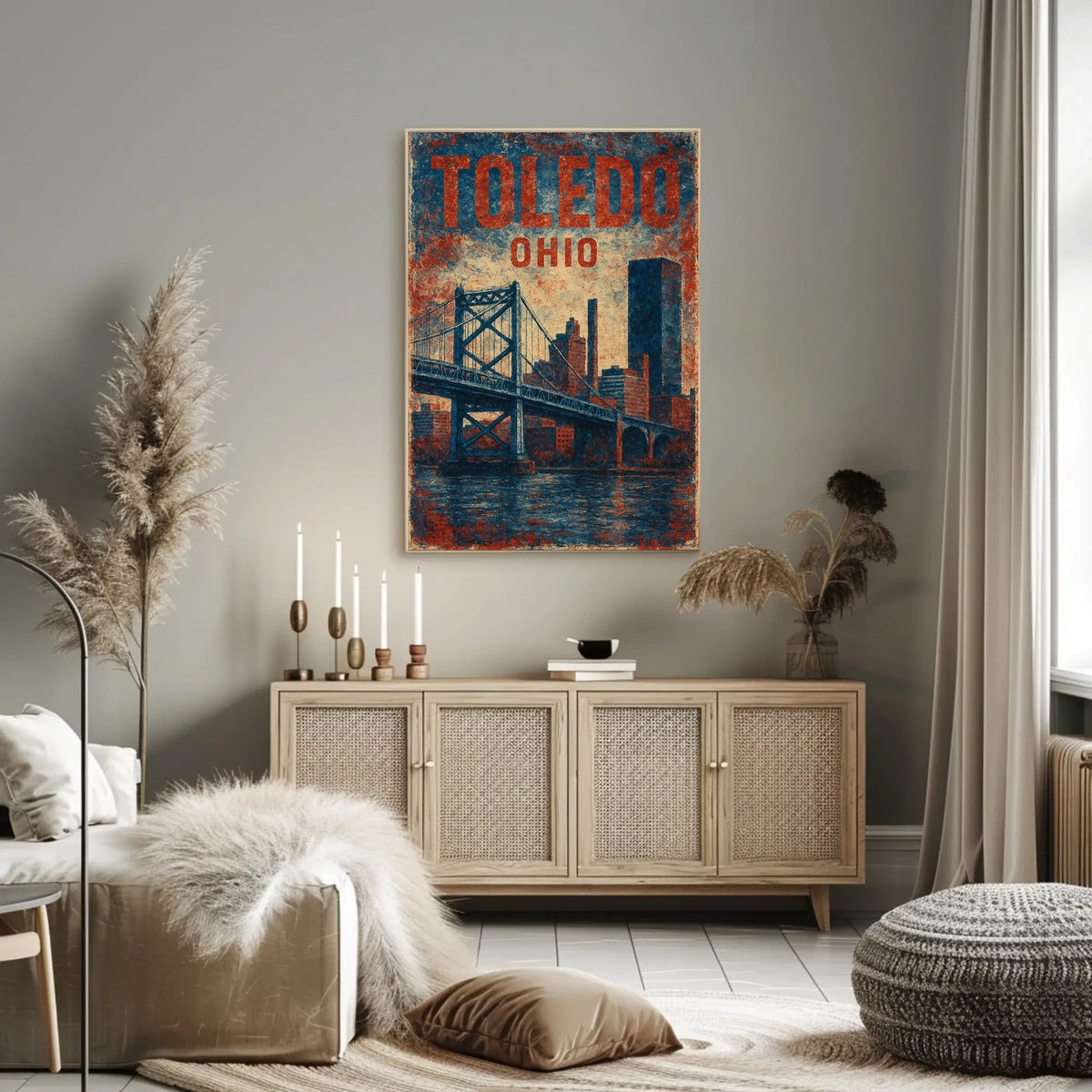 Toledo Ohio Vintage Cityscape Bridge Retro Typography Heritage Urban Pride Timeless Classic Poster