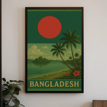 Bangladesh Tropical Landscape Vintage Travel Poster