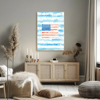 Watercolor American Flag Home Decor Wall Art 18x24 Poster