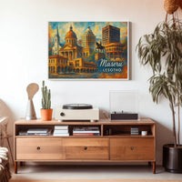 Maseru Skyline Wanderlust Vibrant Cityscape Digital Poster