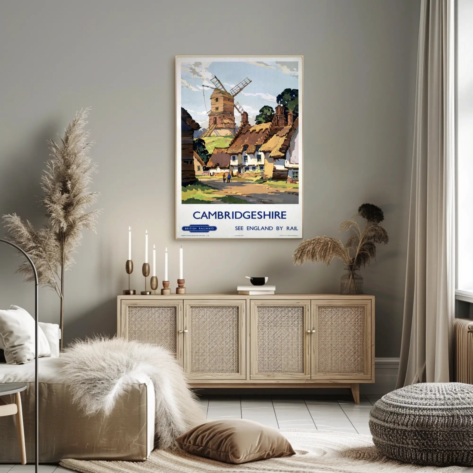 Vintage Cambridgeshire Travel Poster: See England by Rail PosterGoat