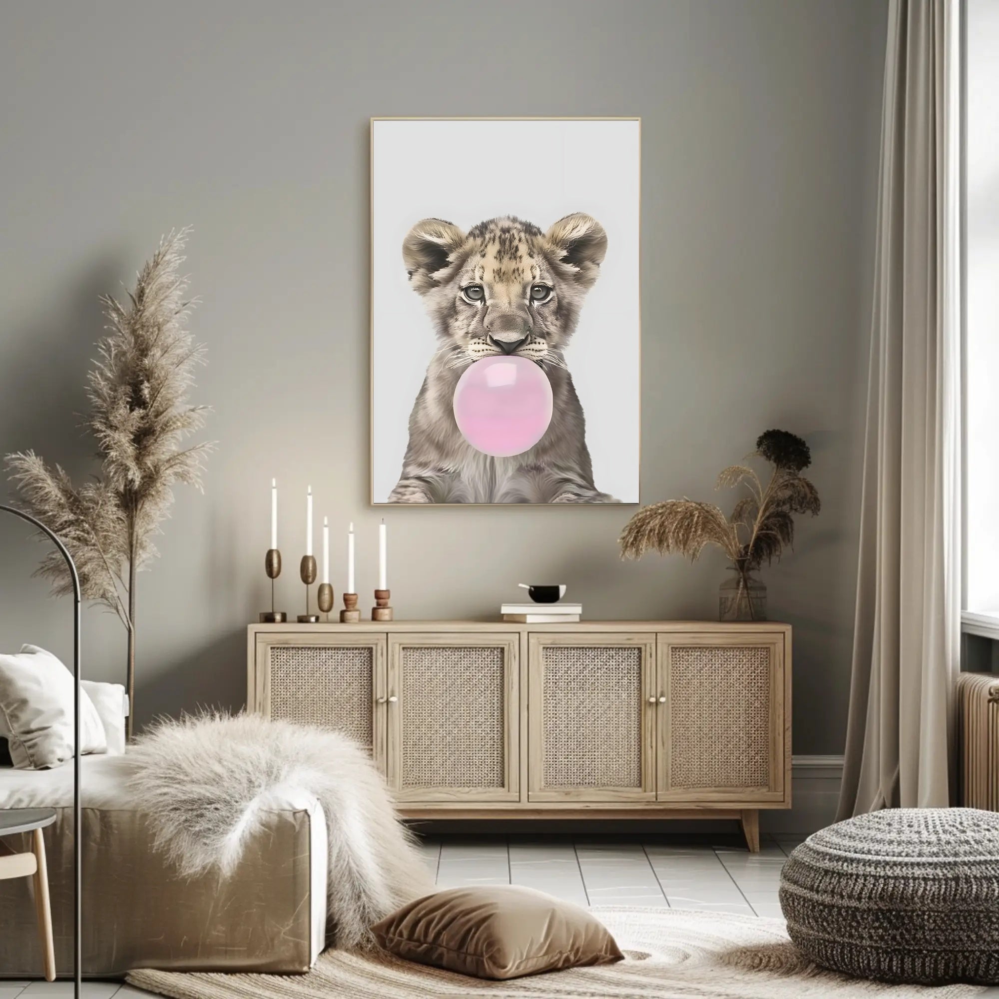 Bubble-Blowing Lion Cub Poster