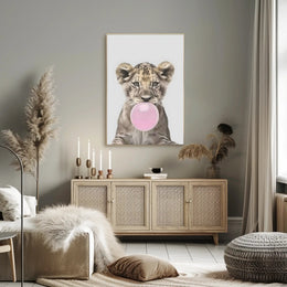 Bubble-Blowing Lion Cub Poster