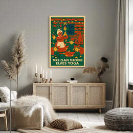 Mrs. Claus Teaching Elves Yoga Poster