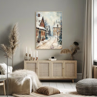 Winter Village Scene Poster