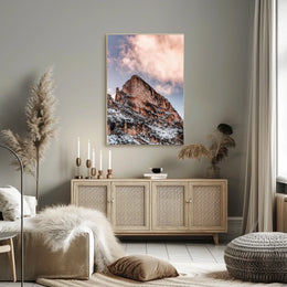 Majestic Snow-Capped Mountain Photorealistic Art Poster