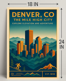Denver CO The Mile High City Poster Print PosterGoat