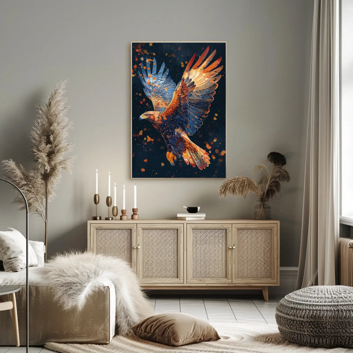 Majestic Eagle in Flight Autumn Art Poster