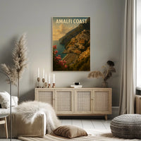 Amalfi Coast Poster Wall Art for Coastal Decor and Travel