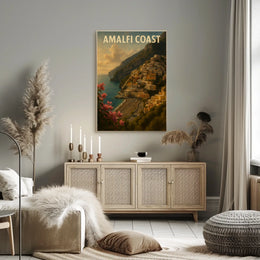 Amalfi Coast Poster Wall Art for Coastal Decor and Travel