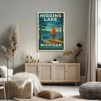 Higgins Lake Vintage Travel Poster PosterGoat